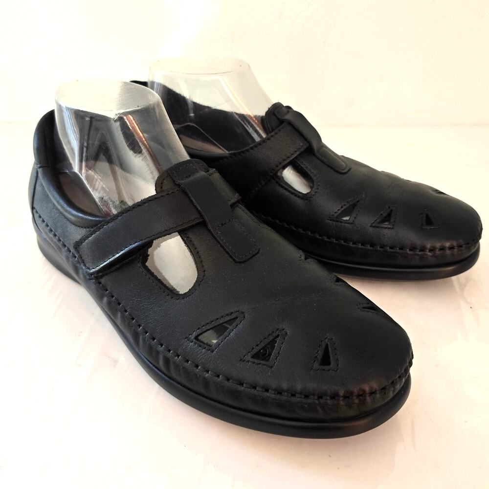 SAS Roamer EZ Strap Walking Shoe Women's 10.5M Black Leather Tripad Comfort